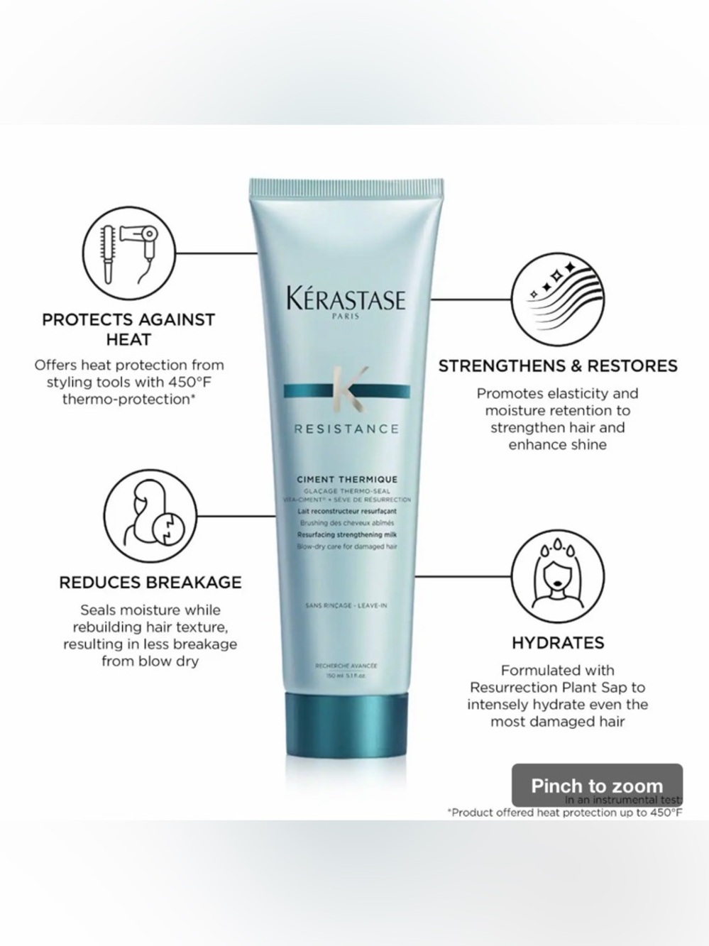 Kerastase Resistance Heat Protectant Leave in Styling Cream for Damaged hair 5oz